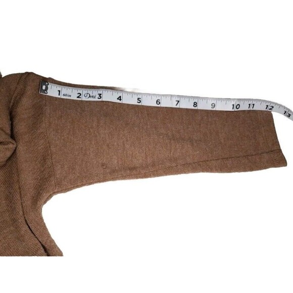 Zara W/B Collection Woman's Ruffle-Sleeve Cold Shoulder Sweater Tan (Size L) - Picture 8 of 9